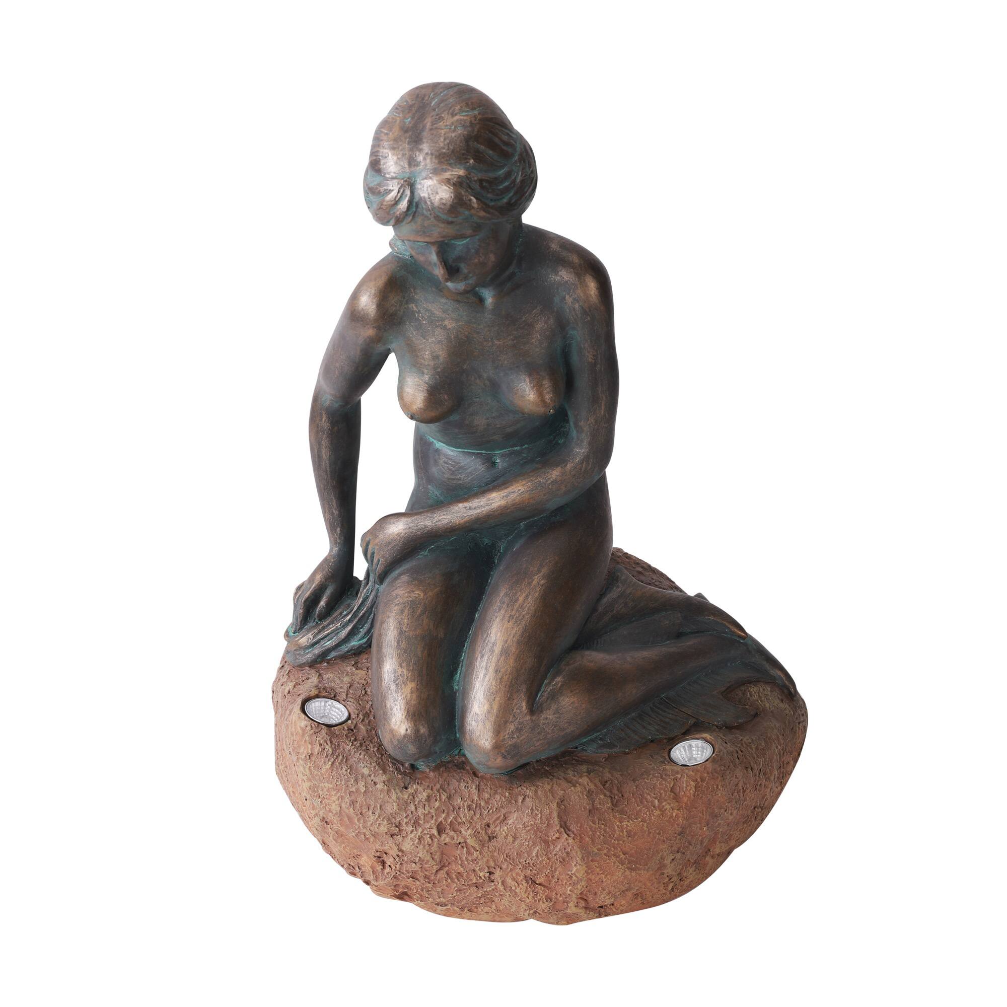 Alt View 6. Techko - Outdoor Solar Little Mermaid Statue with Integrated LED Spotlight.