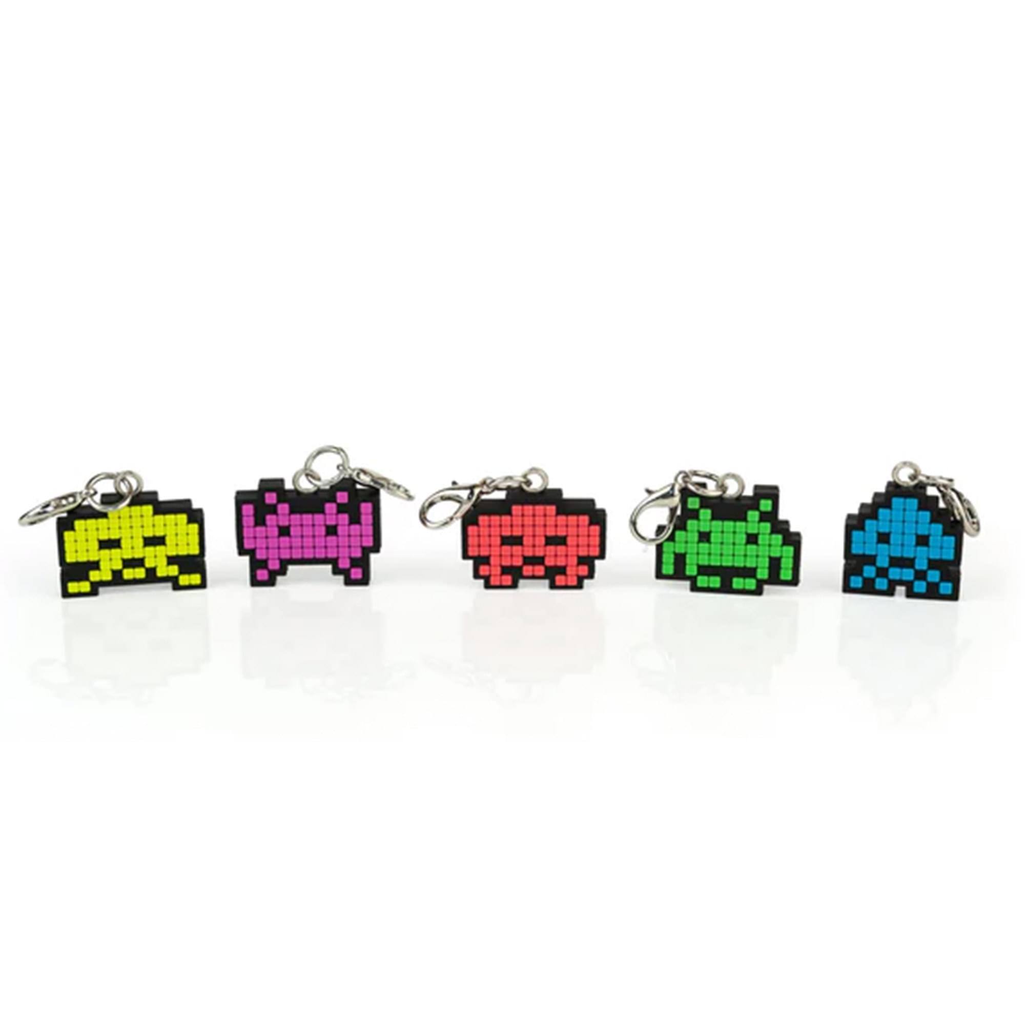 Alt View 10. Crowded Coop - Space Invaders Aliens Zipper Pulls Unique Video Game Accessories | 5-Piece Set - Green.
