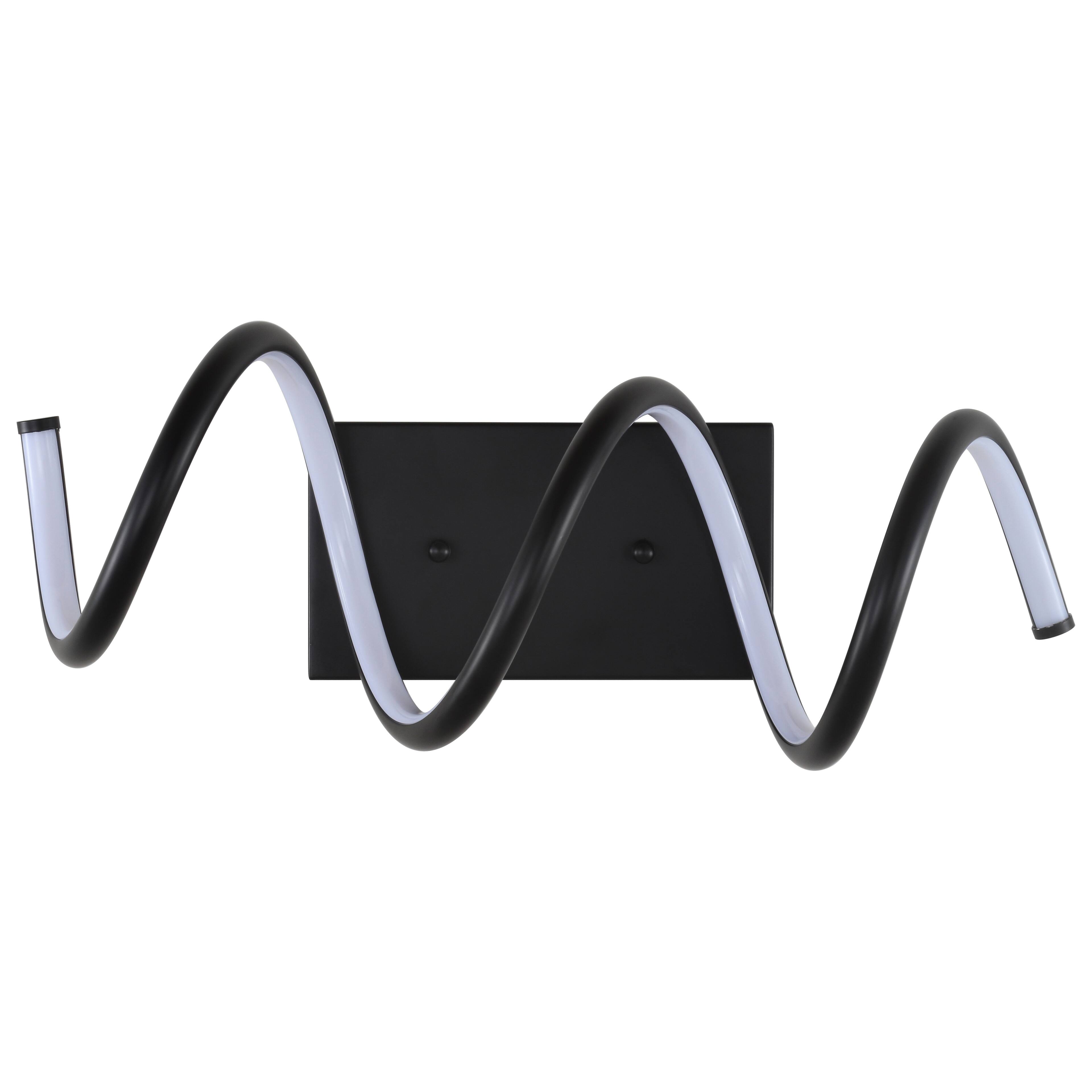 Alt View 7. Jonathan Y - Scribble 7" Modern Metal Integrated LED Vanity Light Sconce, Black - Black.