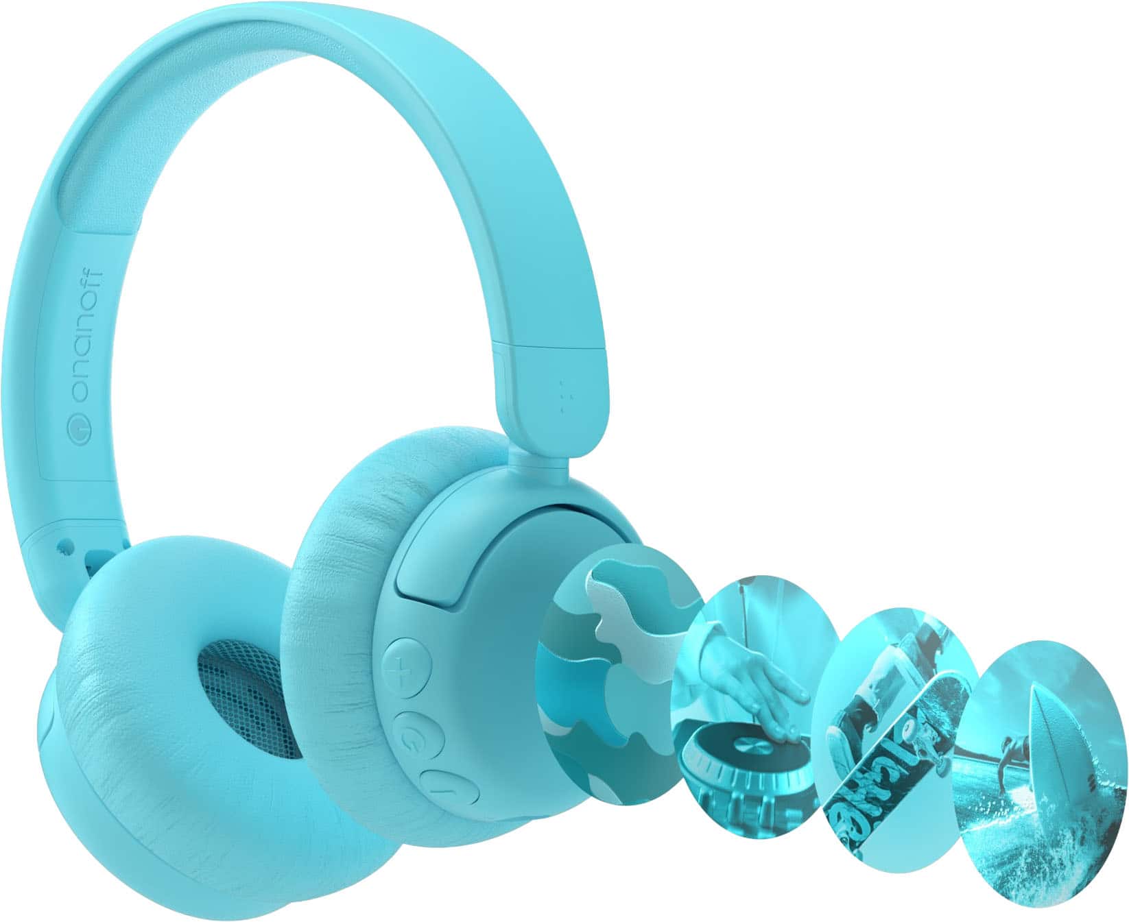 Made for Amazon BuddyPhones EcoTime Wireless SafeAudio Over-the-Ear Youth Headset, Bluetooth (Ages 6+) - Turquoise