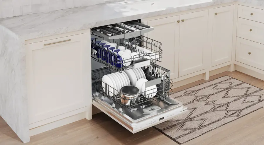 Alt View 13. Thermador - Emerald 24" Top Control Smart Built-In Stainless Steel Tub Dishwasher with 3rd Rack and PowerBoost, 48 dBA - Custom Panel Ready.