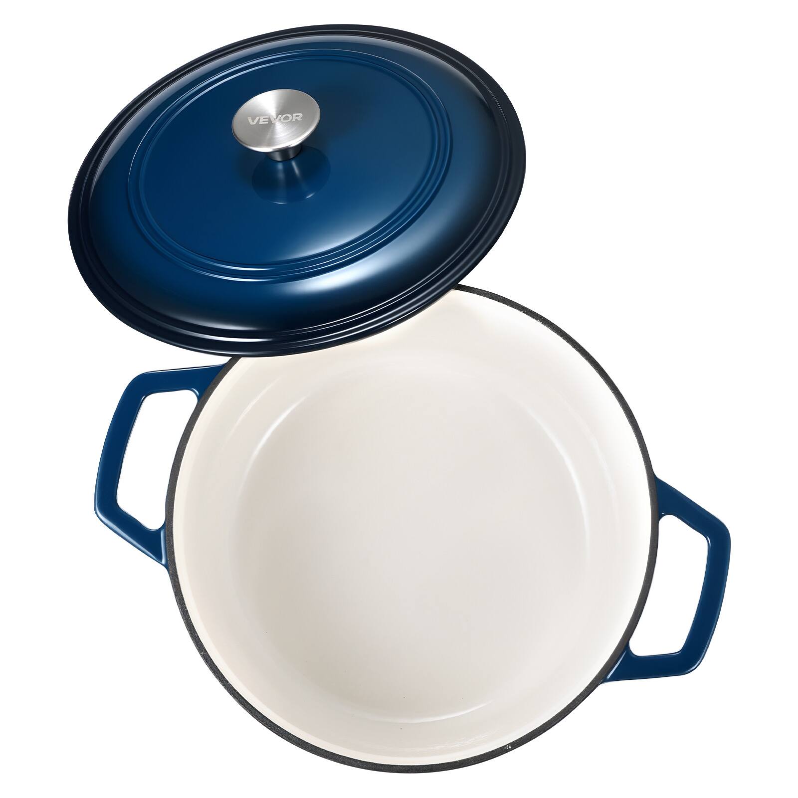 Alt View 5. VEVOR - Enameled Cast Iron Dutch Oven,6 Qt Pot with Lid and Dual Handles,Heavy-Duty Durable,Oven Induction Compatible up to 500℉ - Blue.
