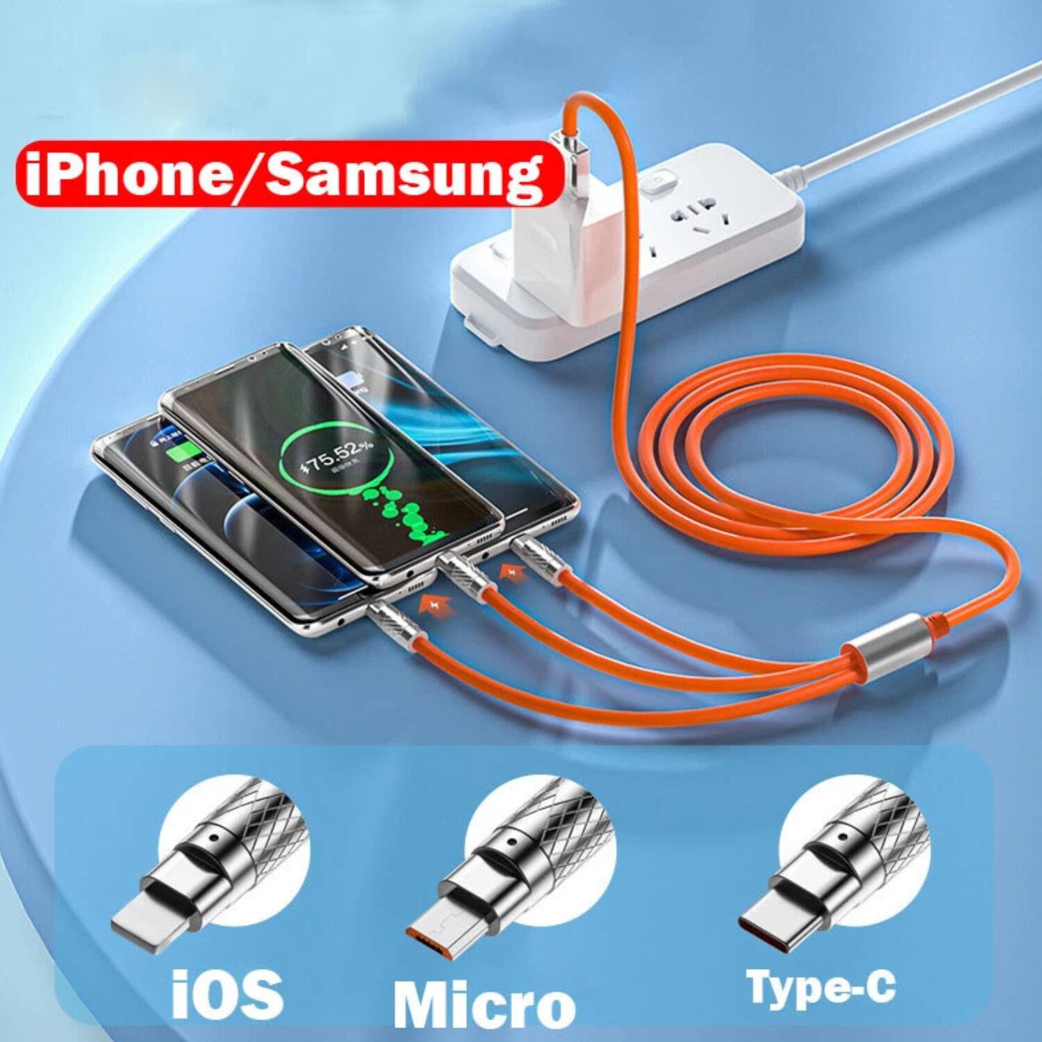 iPhone/Samsung  
$75.52% $75  

iOS  
Micro  
Type-C