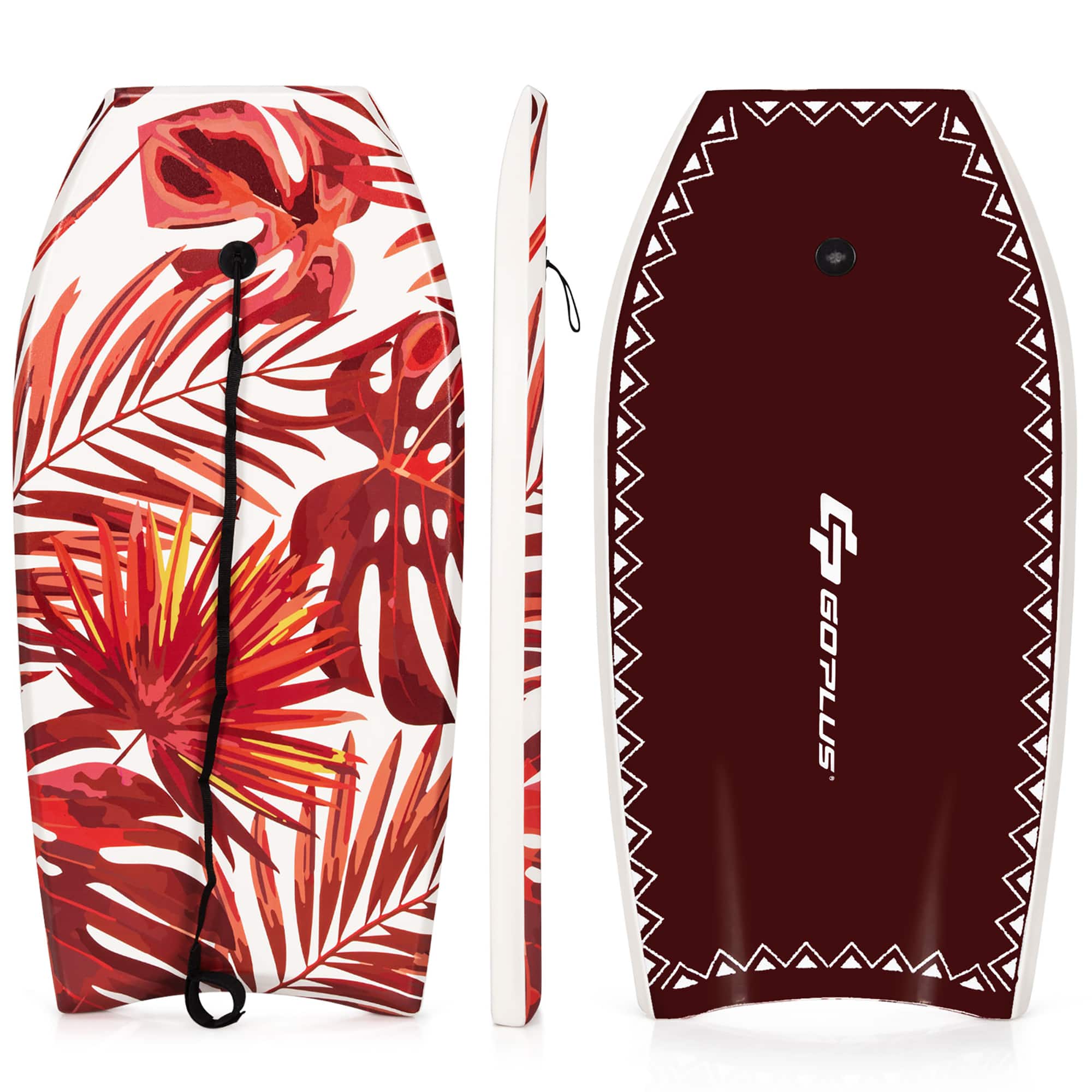Costway - 41" Bodyboard Lightweight Surfboard W/Wrist Leash Fin EPS Core for Kids & Adults - Red
