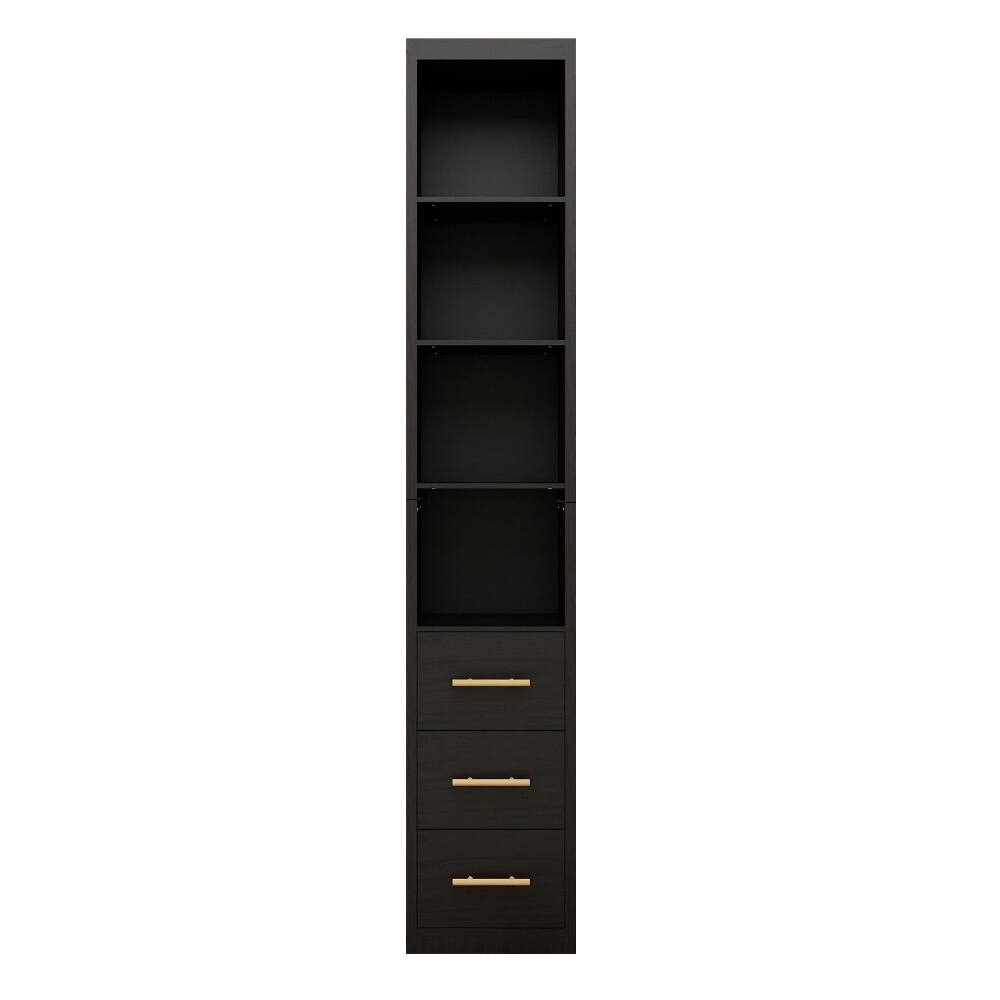 Alt View 2. Loheer - Loheer 85 Inch Tall Black Storage Cabinet with Drawers Narrow Freestanding Shelves for Bathroom Laundry Living Room - Black.