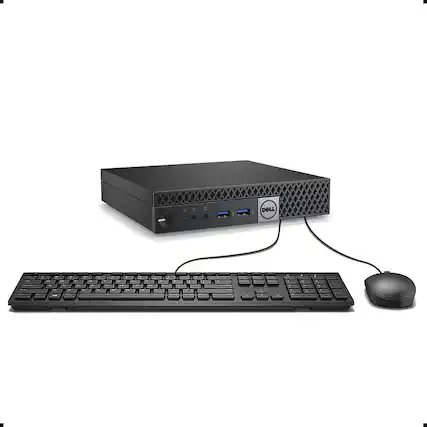 Front. Dell - Dell Optiplex 3040 Micro Desktop PC, Intel Core i5-6500T, 8GB DDR4 RAM, 256GB SSD, USB WiFi, Keyboard&Mouse, Win11Pro - Black.