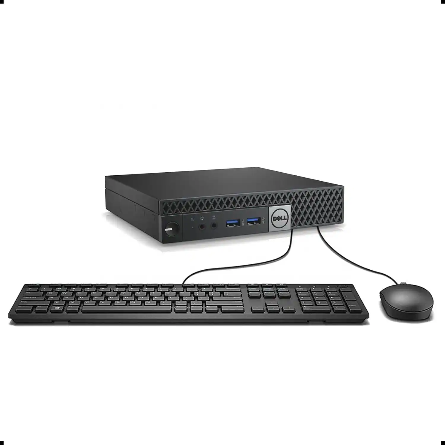 Front. Dell - Dell Optiplex 3040 Micro Desktop PC, Intel Core i5-6500T, 8GB DDR4 RAM, 256GB SSD, USB WiFi, Keyboard&Mouse, Win11Pro - Black.