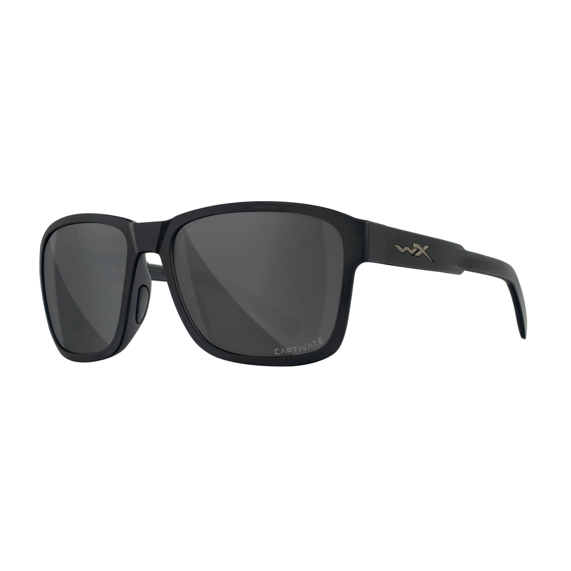 Front. Wiley X - Wiley-X WX Trek Sunglasses (Captivate Polarized Gray Lens, Matte Black Frame) - Gray.