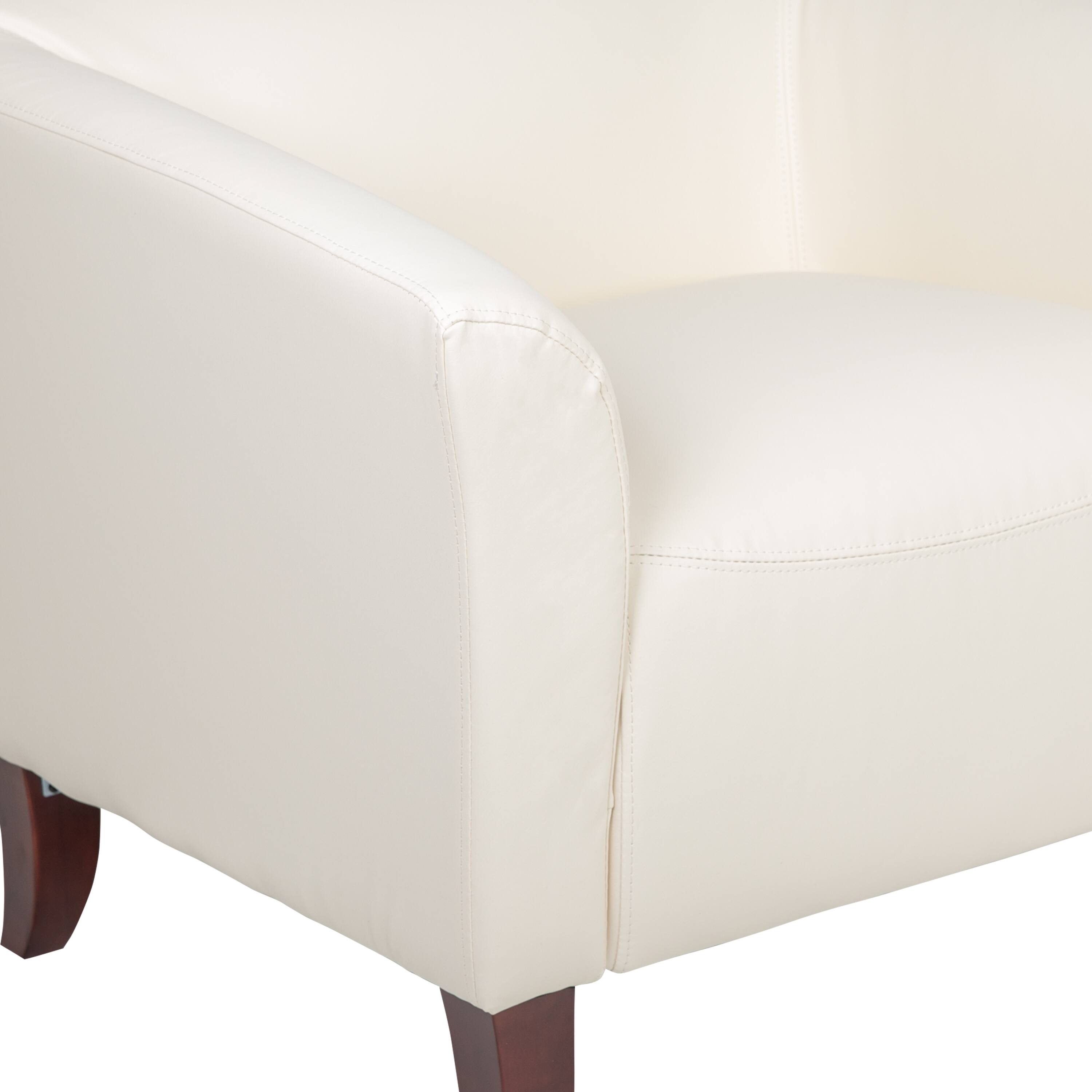 Alt View 7. Emma + Oliver - LeatherSoft Living Room/Reception Chair with Cherry Wood Feet - Ivory.