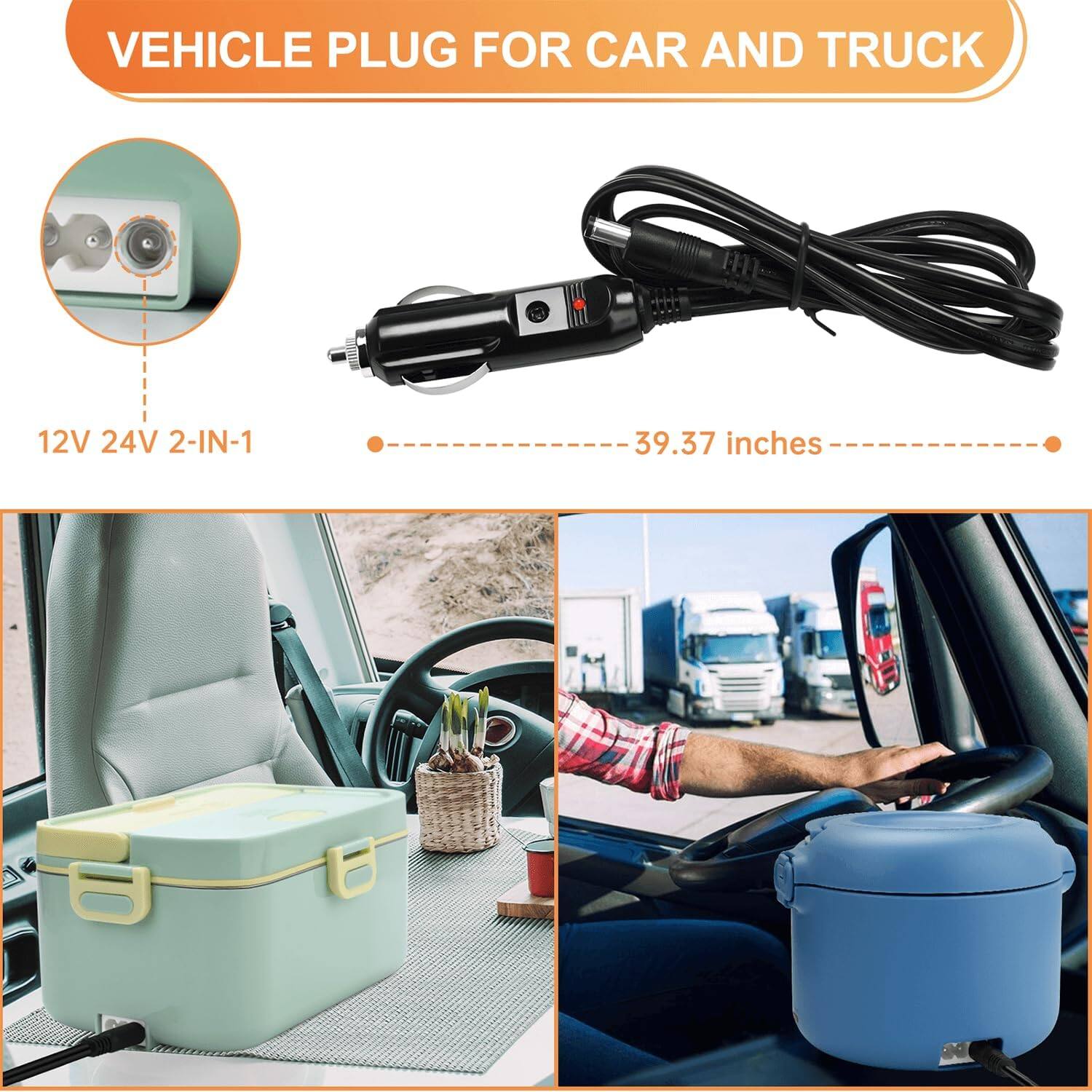 VEHICLE PLUG FOR CAR AND TRUCK

12V 24V 2-IN-1

39.37 inches