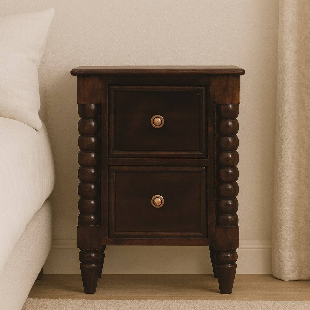 Alt View 2. Artisan Furniture - Artisan Furniture Solid Wood Bexley Spindle Bedside - Brown.