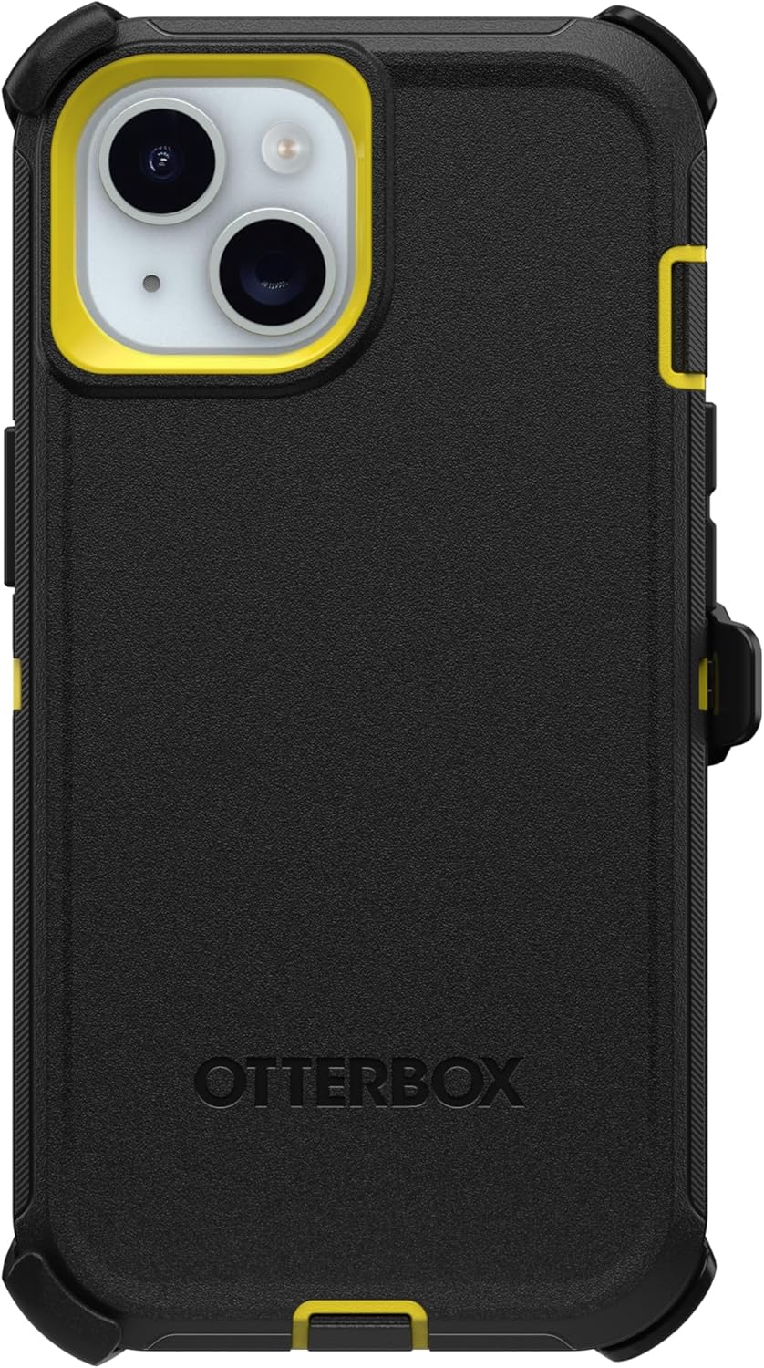 Alt View 2. OtterBox - OtterBox - Defender Series Hard Shell For Apple iPhone 15, Apple iPhone 14, iPhone 13 - Night (Black & Yellow).