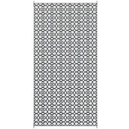 HTUTWOO - 9' x 18 Patio Reversible Outdoor Rug - RV Camping Carpet with Carry Bag, Mud-Resistant Fade-Proof, Foldable Portable Mat - Black White