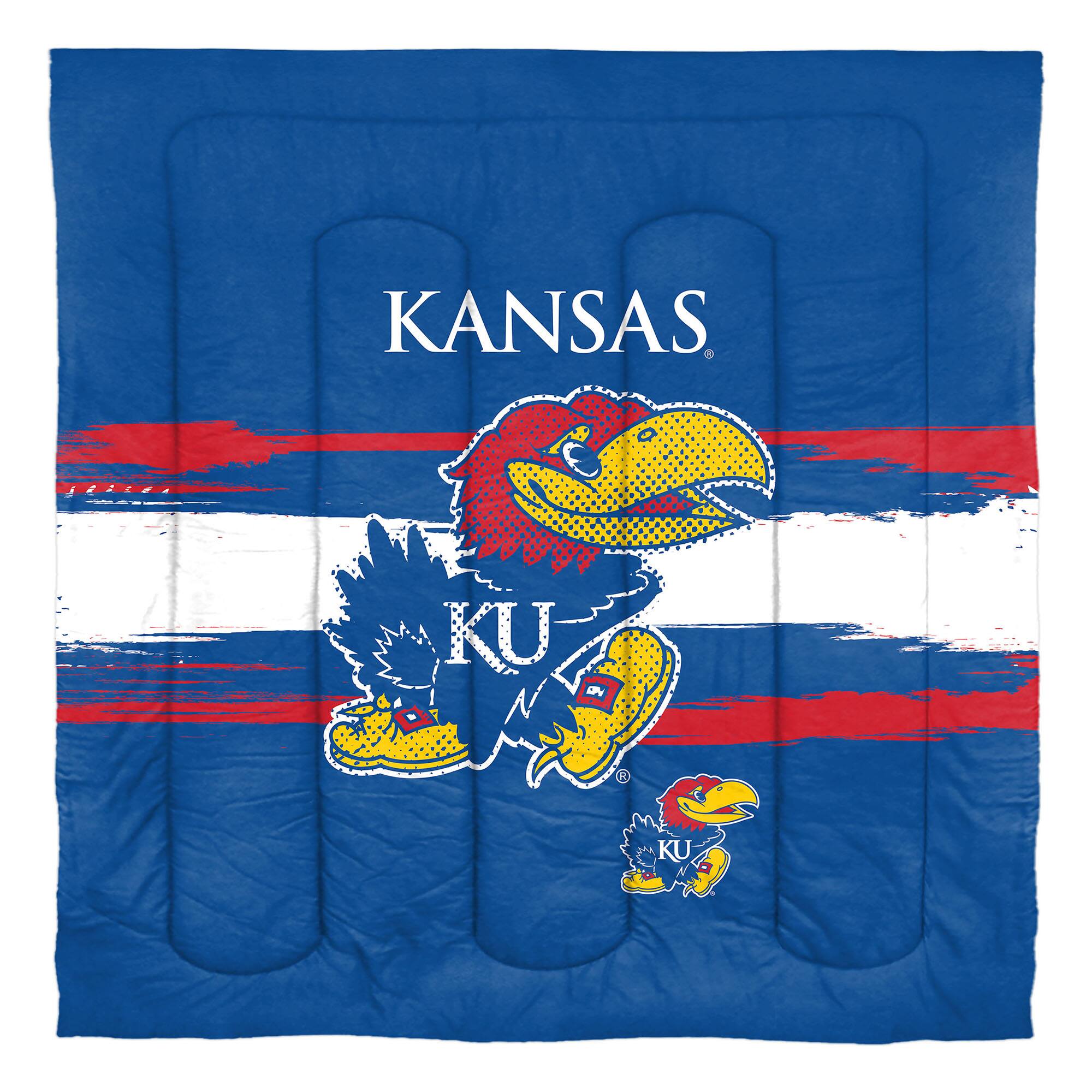 Angle. Sweet Home Collection - NCAA Kansas Jayhawks Comforter & Sham Set- Full/Queen - Multicolored.