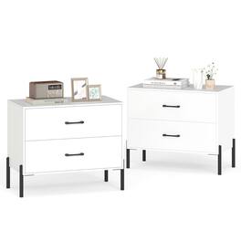 Gymax - 2PCS 2-Drawer Dresser w/Metal Legs Handles Drawers Anti-Tipping Kits for Closet - White