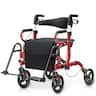 Costway - Rollator Walker with Seat Folding Walker with 8-inch Wheels Supports up to 350lbs - Red