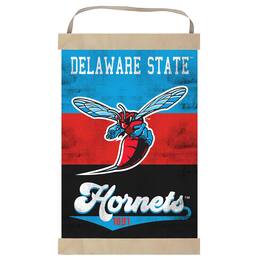 Jardine - Delaware State Hornets Retro Logo Banner Sign - Blue