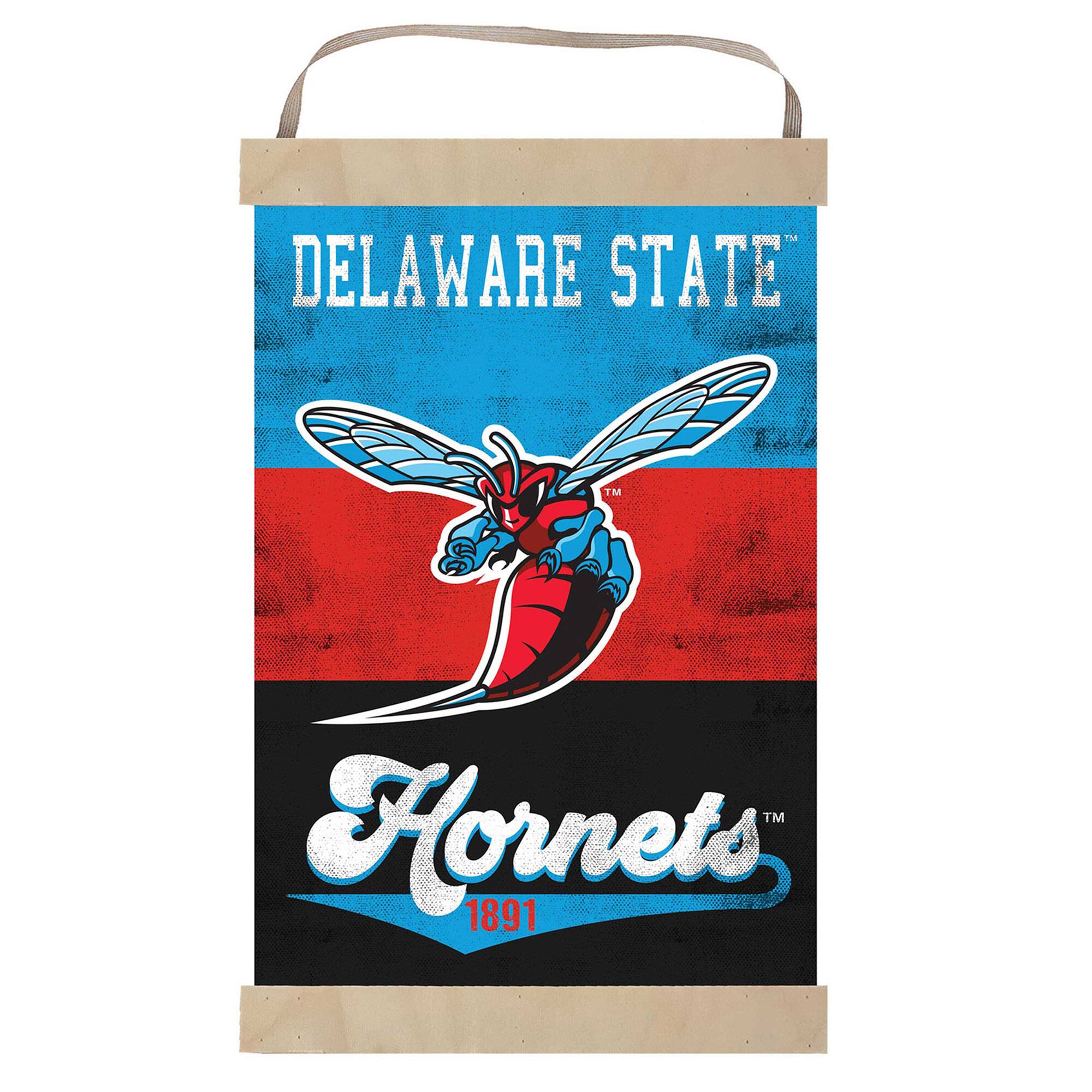 Delaware State Hornets Retro Logo Banner Sign