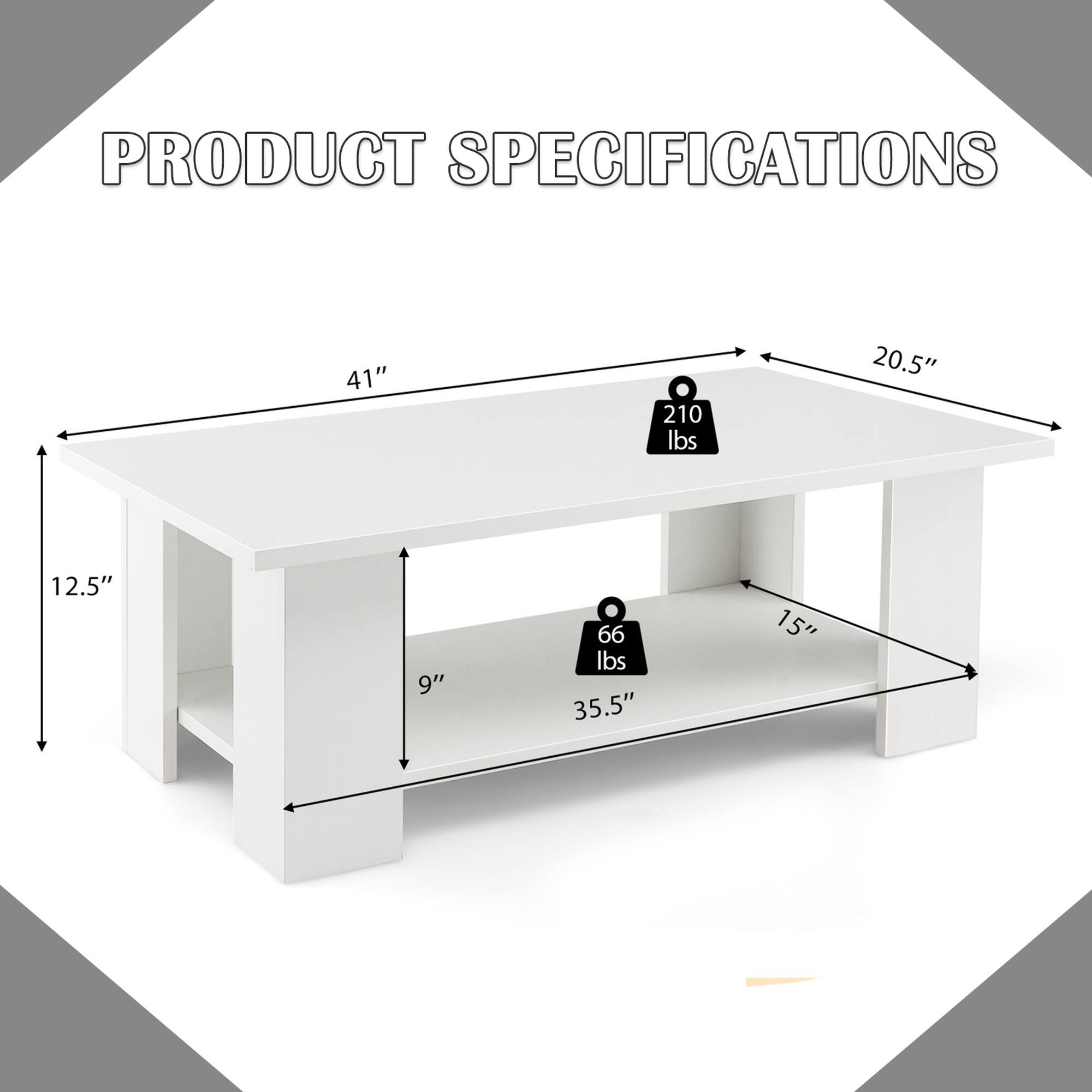 Product Specifications:
- 41" long
- 210 lbs weight
- 20.5" wide
- 12.5" tall
- 9" wide
- 66 lbs weight
- 35.5" long
- 15" wide
