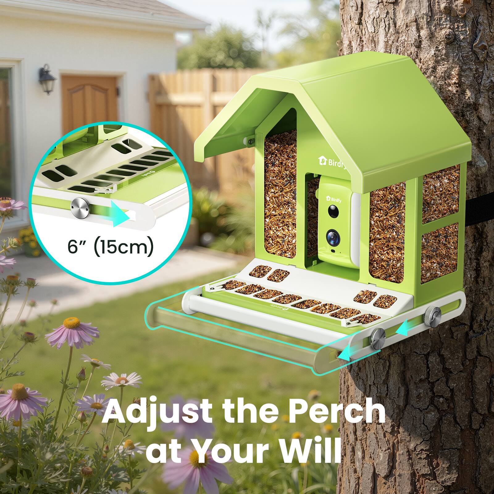 Adjust the Perch at Your Will

6" (15cm)