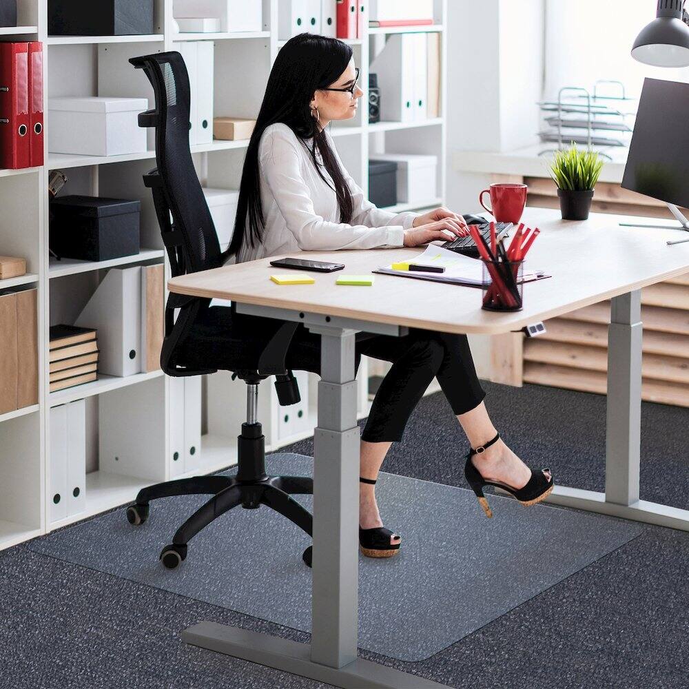 Alt View 1. Floortex - Rectangular Polycarbonate Chair Mat Hard Floors and Carpet Tiles - 35" x 47" - Clear.