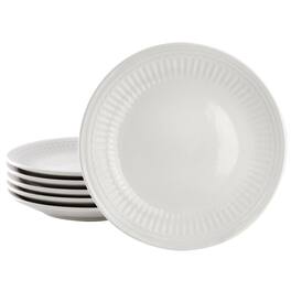 Elama - Hansel 6 Piece Stoneware Salad Plate Set, Service for 6 - White