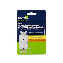 Leviton - 20 amps 125 V Tamper Resistant AFCI/GFCI Dual Function Outlet 5-20R 1 pk - White