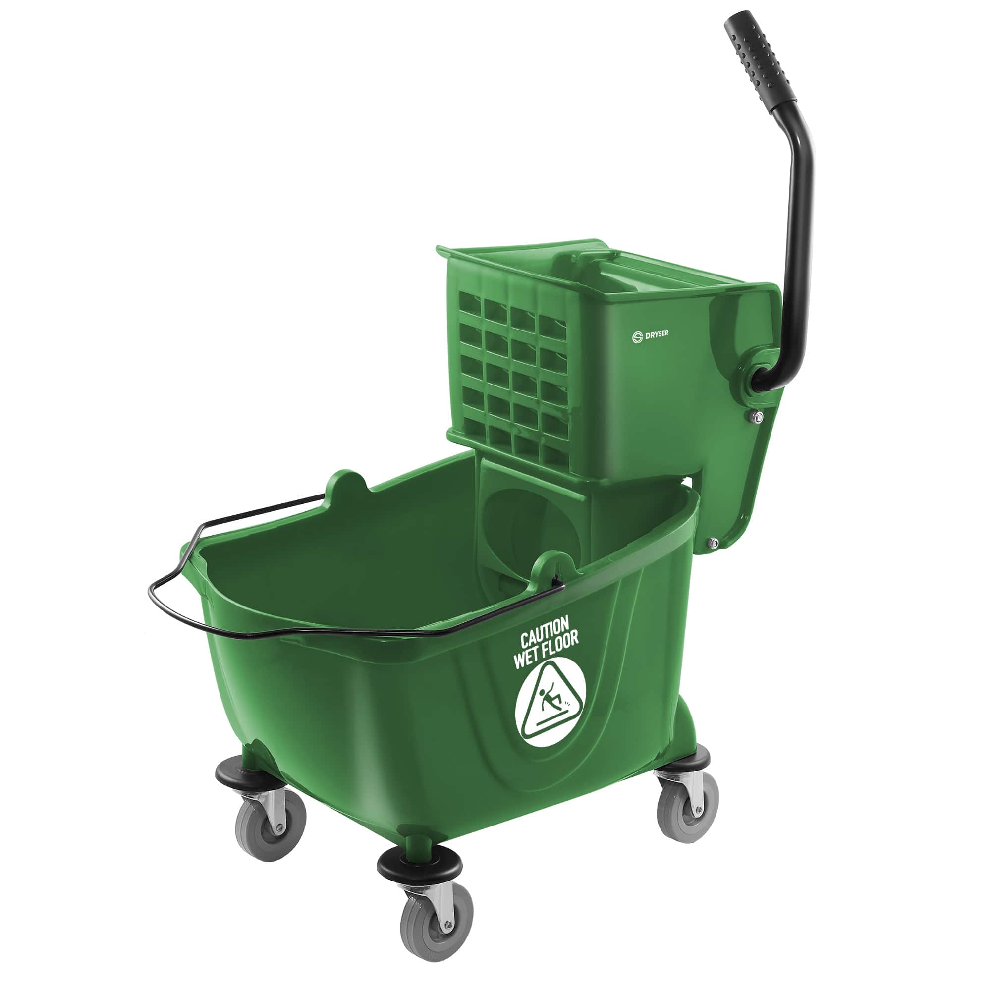 Dryser - Commercial Mop Bucket with Side Press Wringer - 26 Quart - Green
