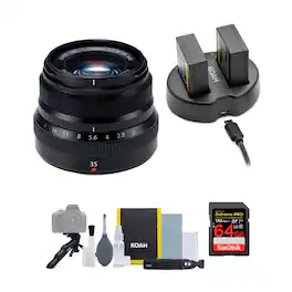 Fujifilm - XF 35mm f/2 WR Lens (Black) with Battery and Accessories