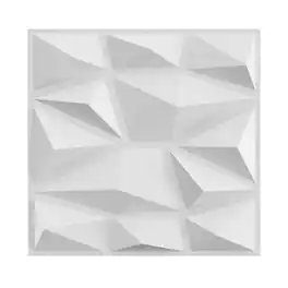 Costway - 50 Pack 3D Wall Panels, PVC Diamond Textured Wall Tiles for DIY Painting - White