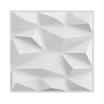Front. Costway - Costway 50 Pack 3D Wall Panels, PVC Diamond Textured Wall Tiles for DIY Painting - White.