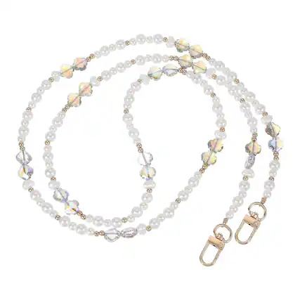 Front. Unique Bargains - Pearl Phone Chain Crossbody Lanyard, Beaded Flower Wrist Strap Universal Cell Phone Charm Hanging Rope - Multicolored.