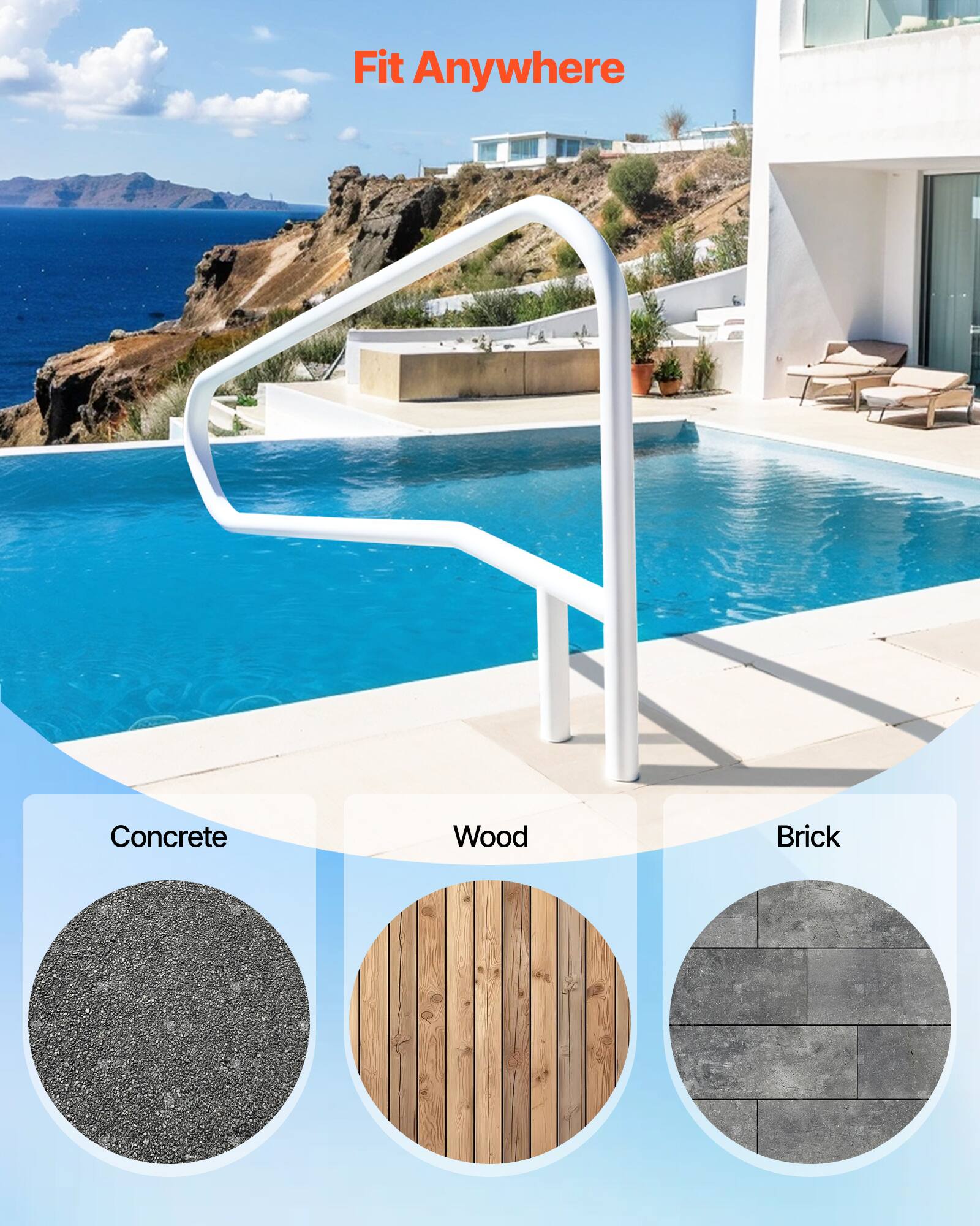 Fit Anywhere

Concrete  
Wood  
Brick