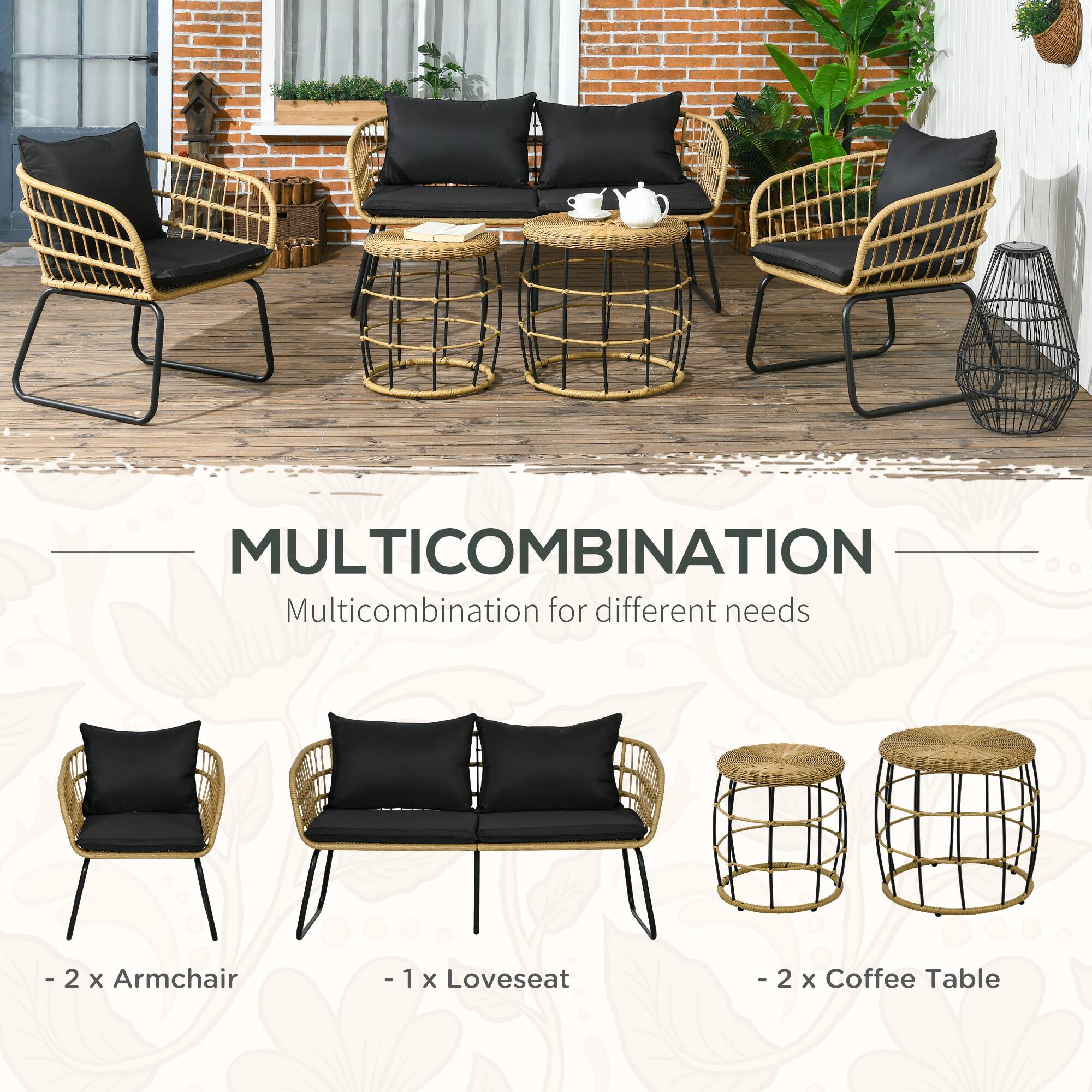 MULTICOMBINATION  
Multicombination for different needs  

- 2 x Armchair  
- 1 x Loveseat  
- 2 x Coffee Table