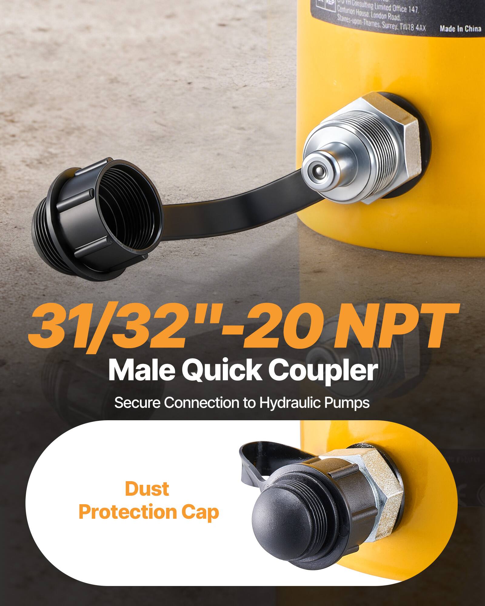 I - I REP 1 etlzme Conturion Limited Office 147. House Landon Road. Stames p0n Thames. Surrey. TW18 4AX Made In China 31/32"-20 NPT Male Quick Coupler Secure Connection to Hydraulic Pumps Dust Protection Cap