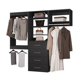 Roomtec - 66 in Black Modular Closet System Unit-Customizable Wall Mounted Walk-In Closets for Bedroom or Walk-in Closet - Black
