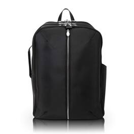McKlein - 17" Laptop Backpack, 1680D Ballistic Nylon Leather Trim, Triple Compartment, Laptop & Tablet Sleeves - Black