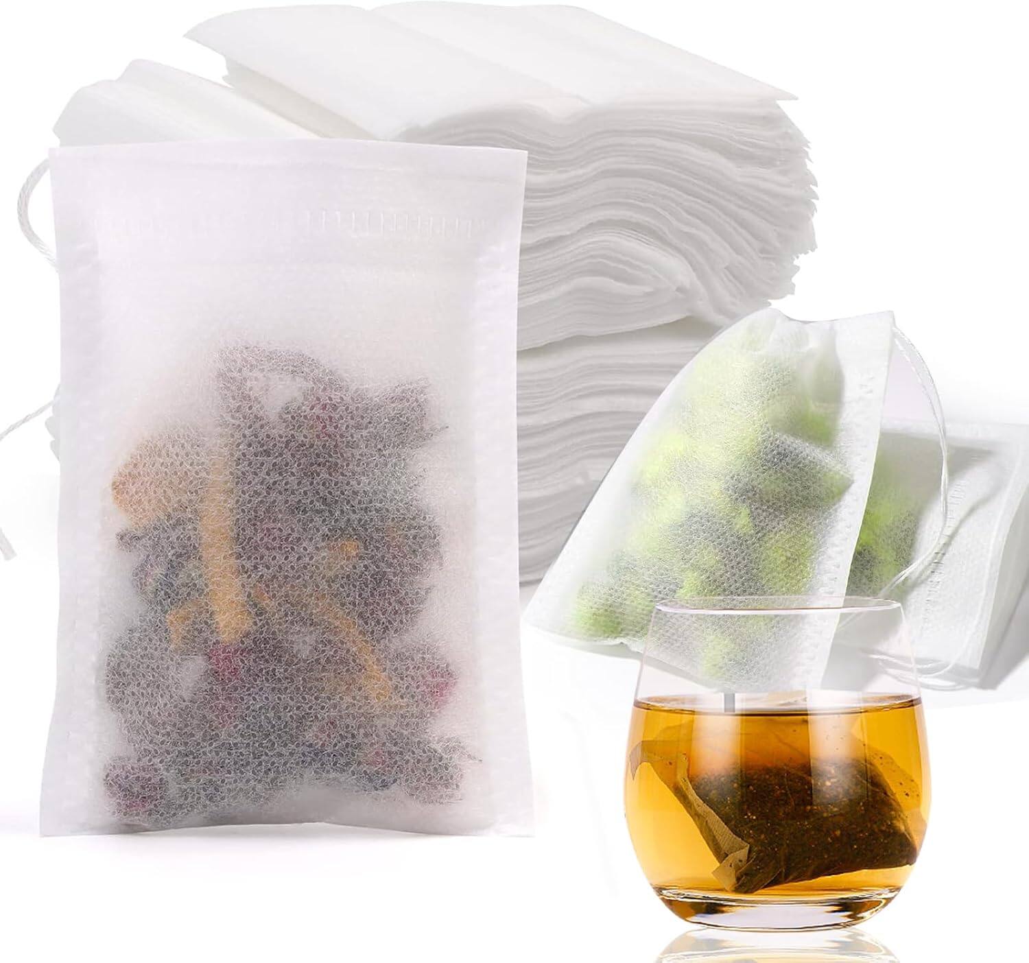 Front. Auledio - 300Pcs Disposable Tea Filters,7 cm x 9 cm with Cord,Disposable Tea Bag, Tea Filter for Scented Tea, Spices, Lavender.