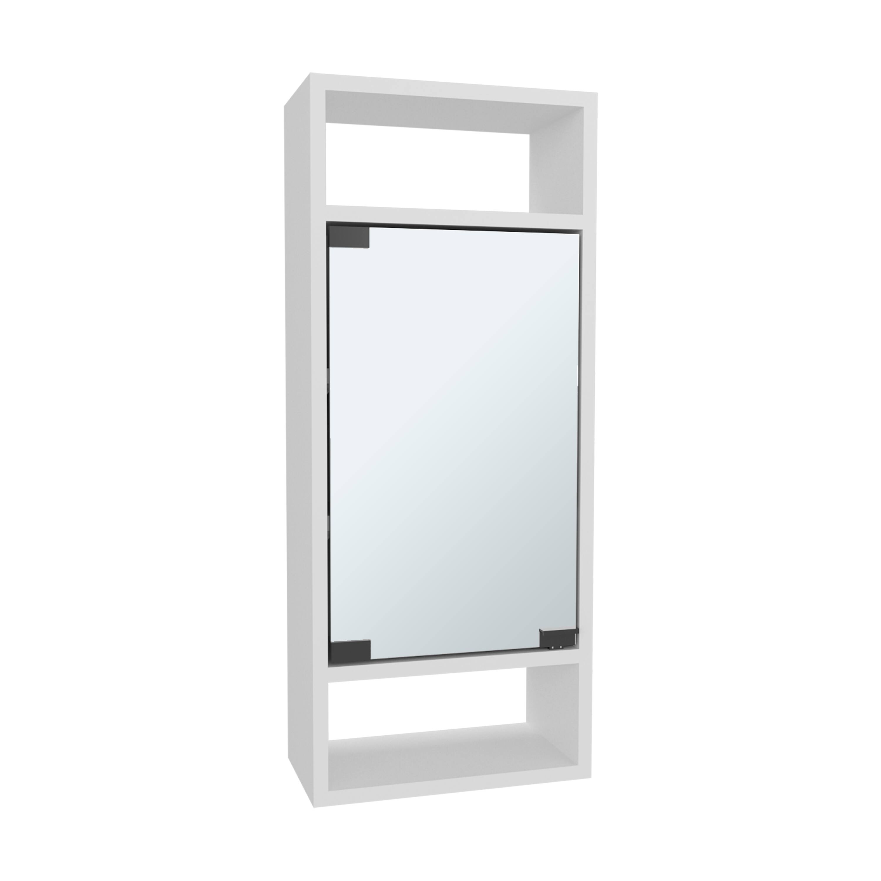 Back. TuHome - Uros Wall-Mounted Mirror Medicine Cabinet With One Door And Interior Storage Shelves - White.