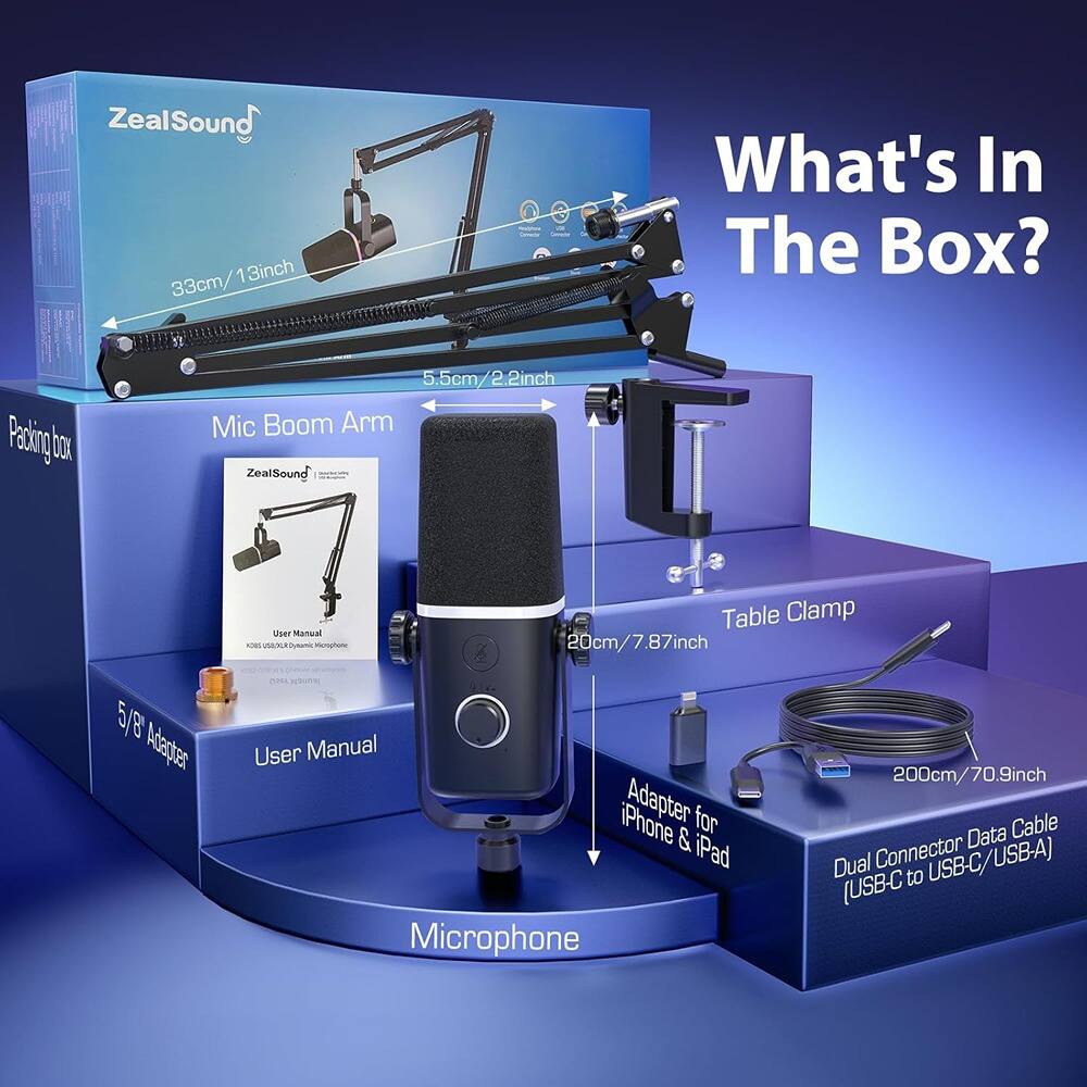 Alt View 3. MOSZAR LLC - USB Dynamic Gaming Microphone – RGB Light, Mute & Gain Control for PC/iPhone.