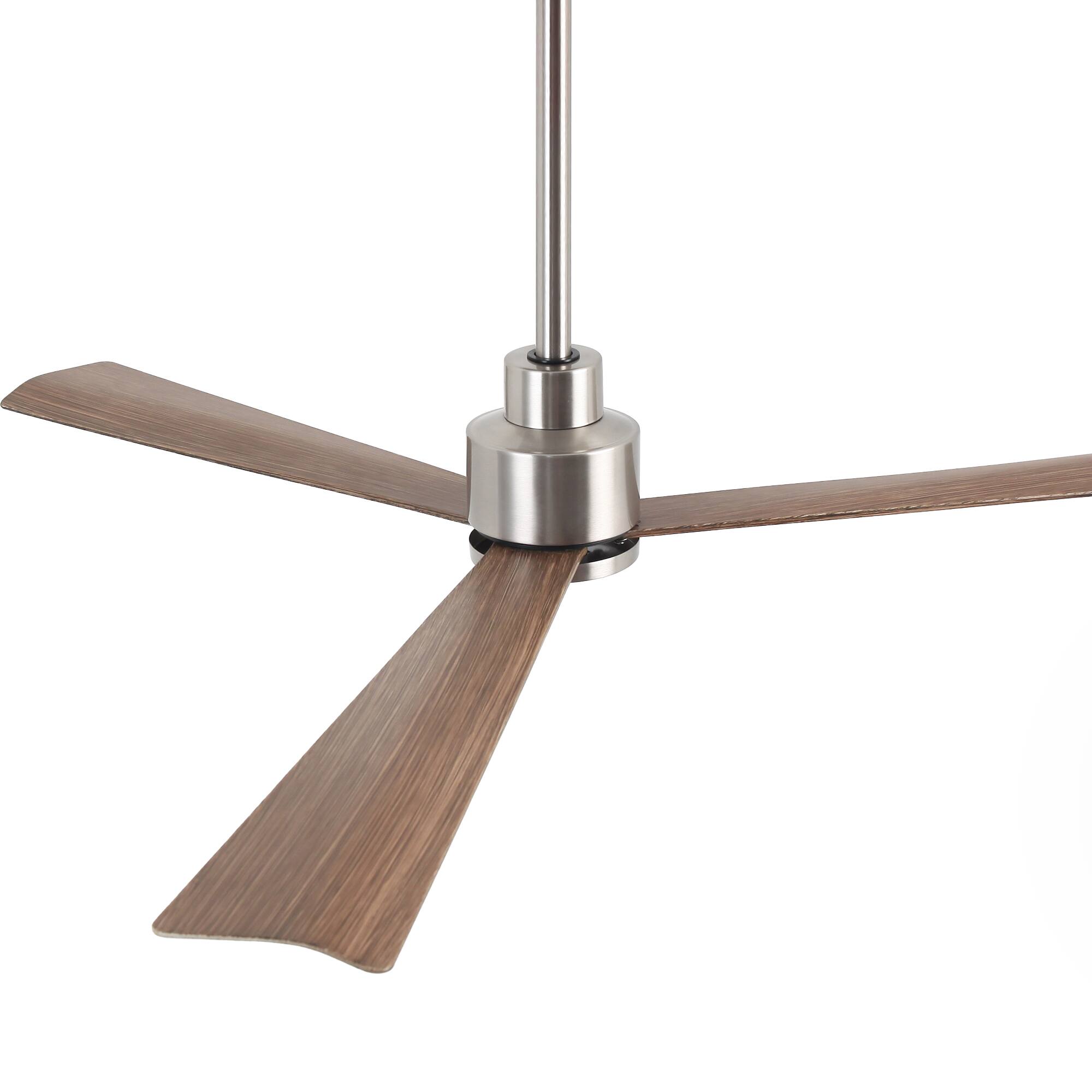 Alt View 10. Parrot Uncle - 52" Modern 3-Blade Ceiling Fan with Reversible DC Motor, 6-Speed, Remote Control, No Light - Nickel.