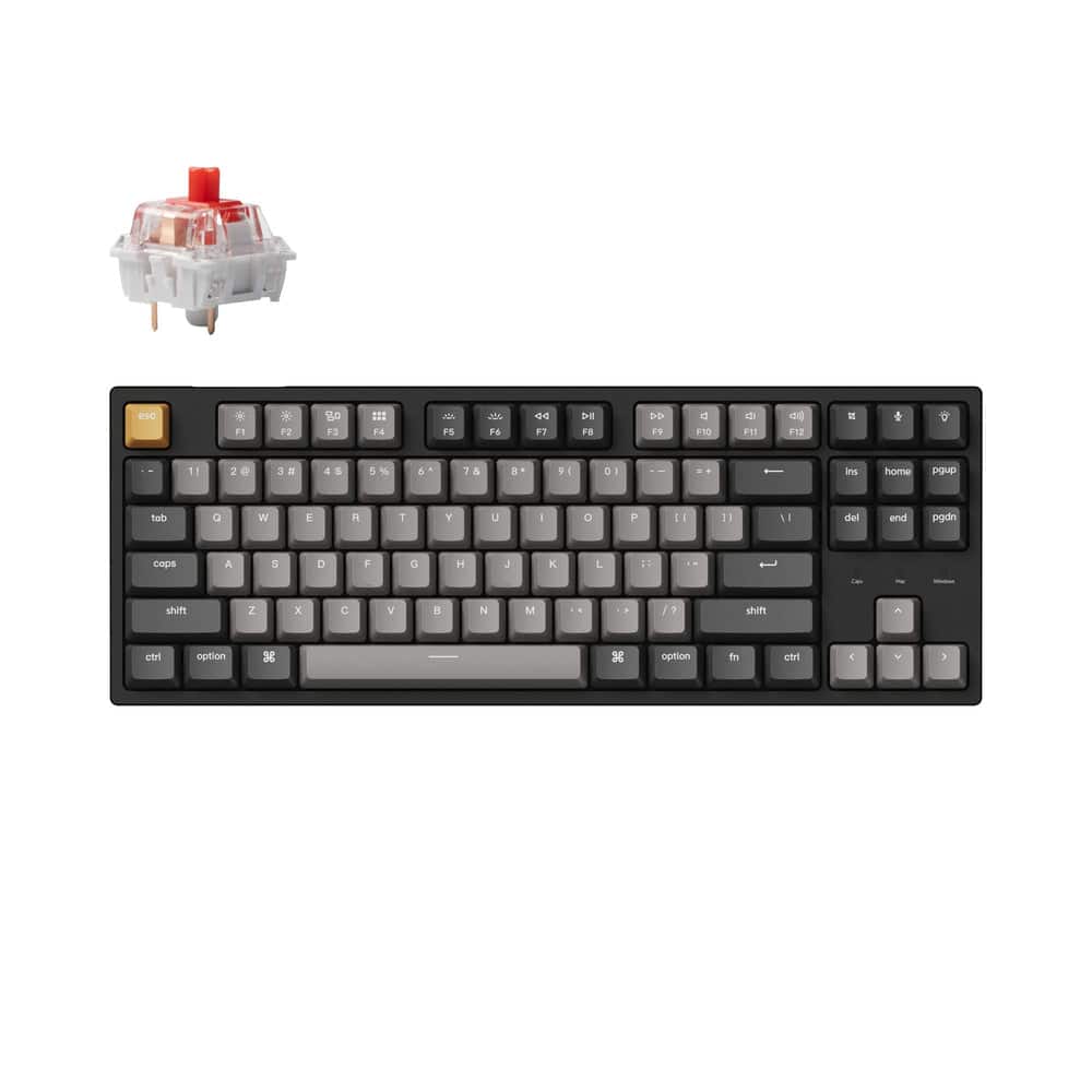 Keychron - C1 Pro TKL QMK/VIA Wired Mechanical Keyboard with Red Switch - Black