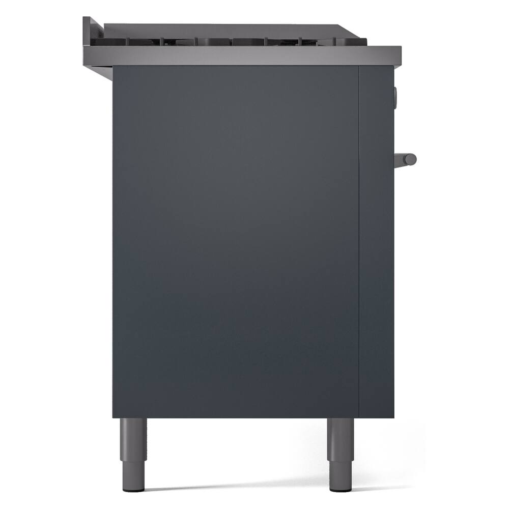 Alt View 8. ILVE - ILVE Professional Plus II Series 60 in. Dual Fuel Range with 7 Sealed Burners + Griddle (Liquid Propane, Satin Trim) - Blue Grey.