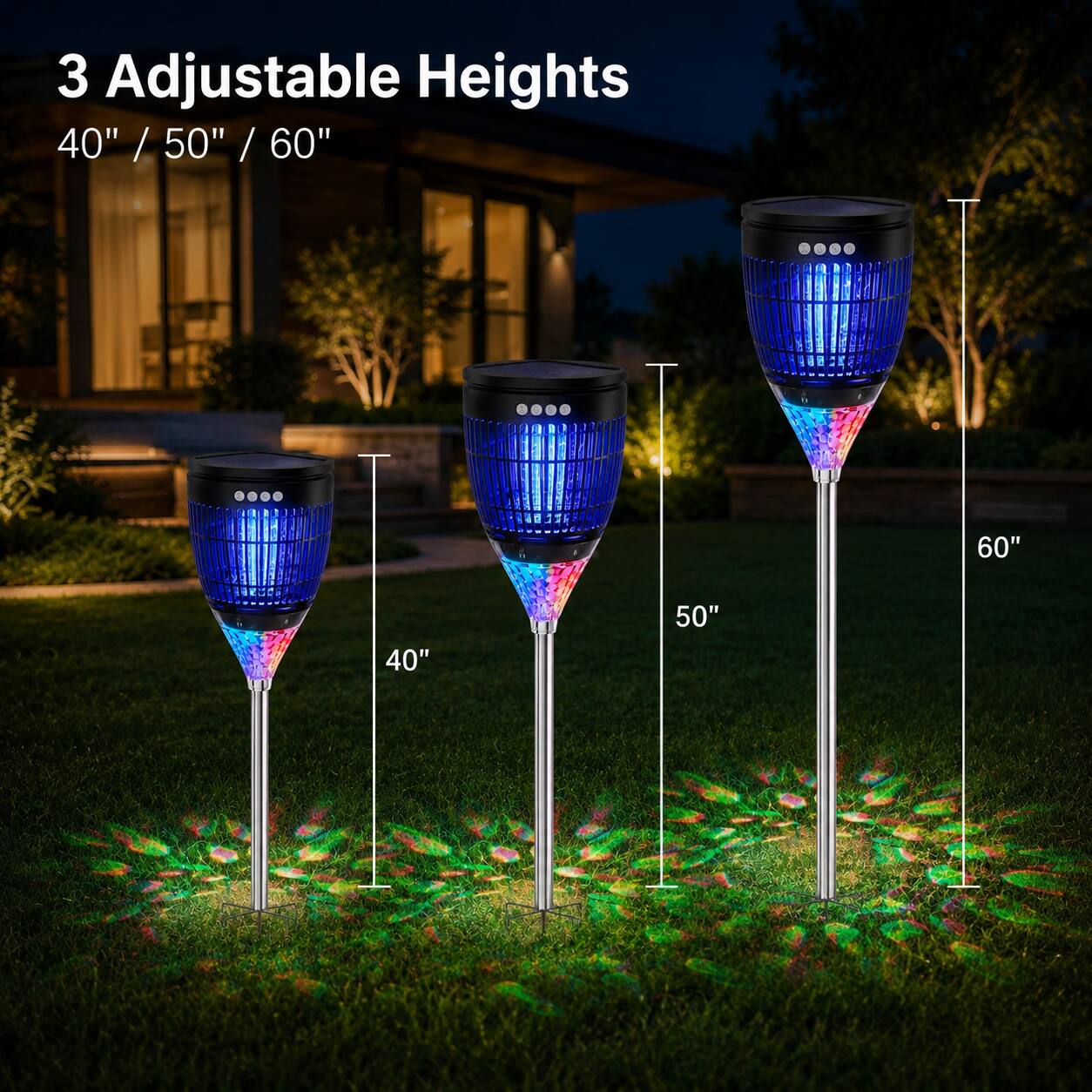 3 Adjustable Heights  
40" / 50" / 60"