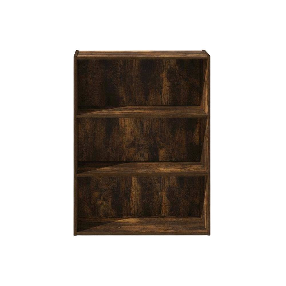 Back. FurniFact - Amber Pine 3-Tier Open Shelf Bookcase with Sturdy Wood Construction - Amber Pine.