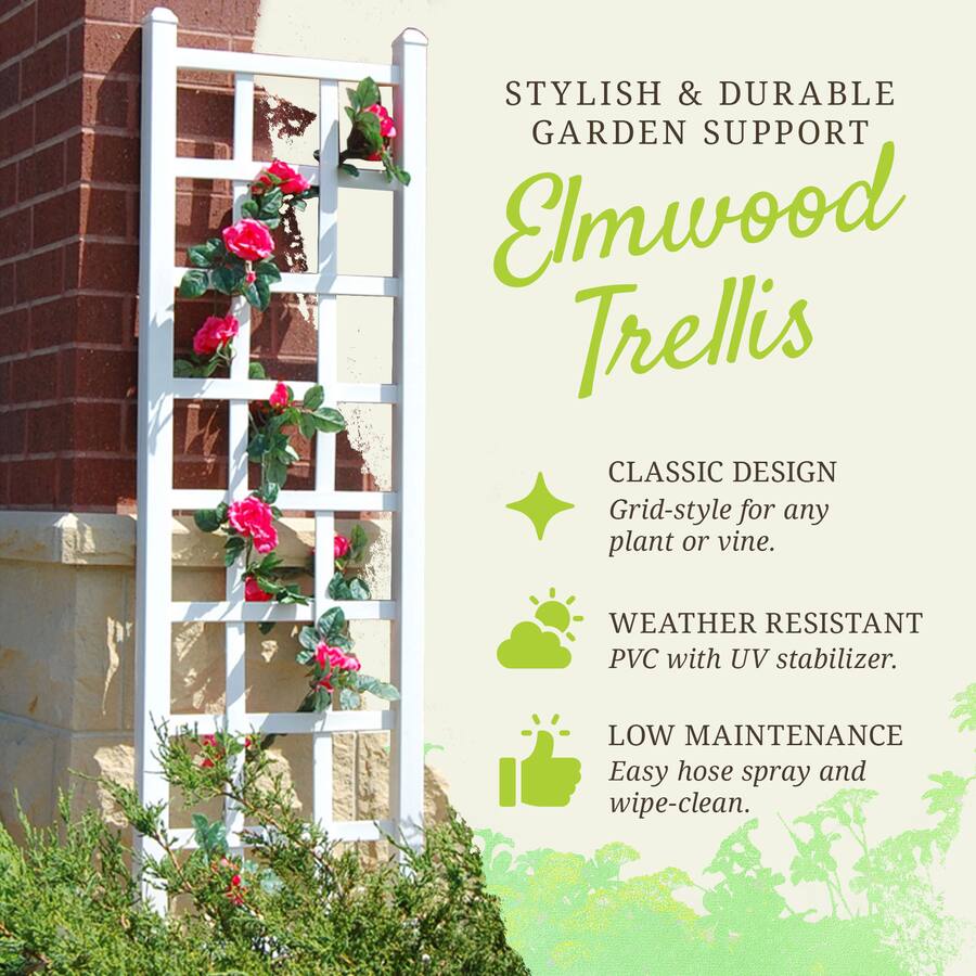 Dura Trel Elmwood 22 x 75 Inch PVC Vinyl Outdoor Garden Patio Trellis ...