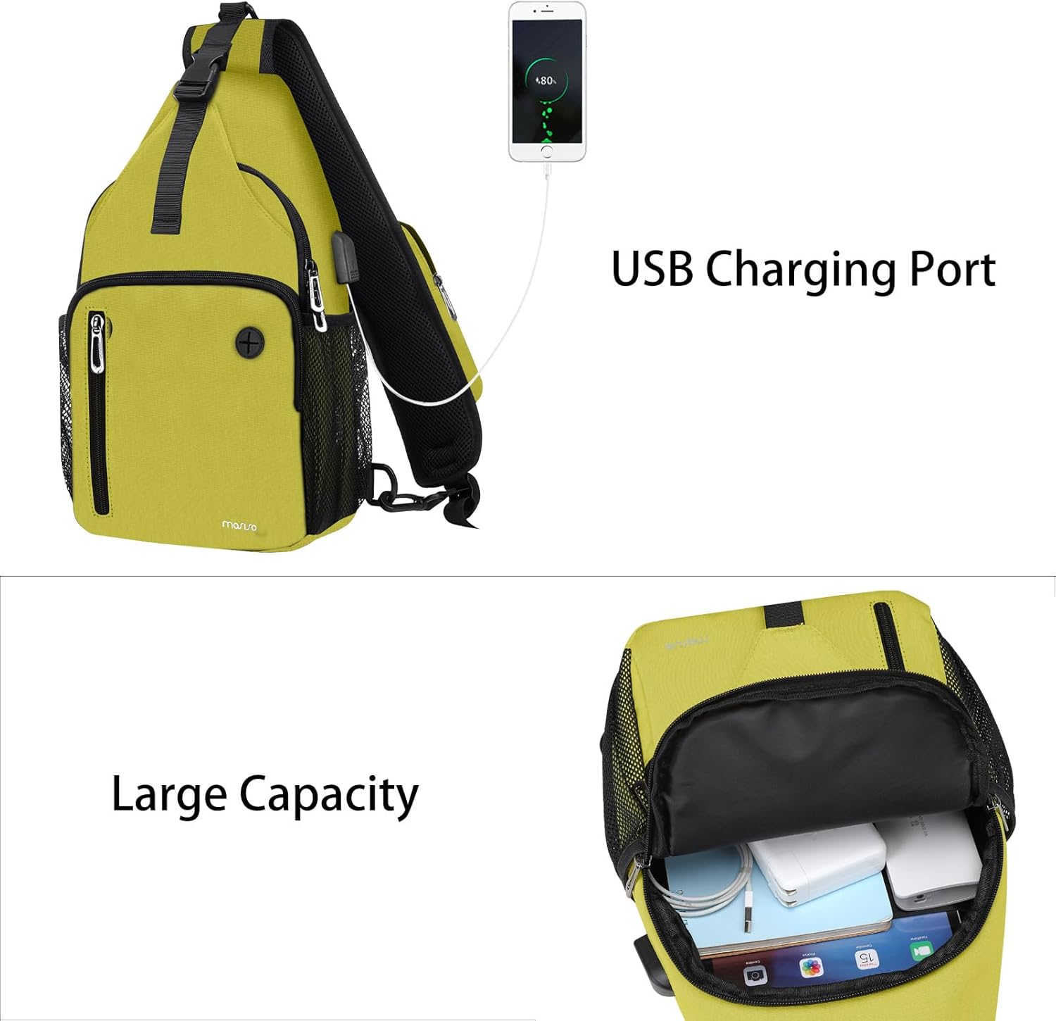 - USB Charging Port
- Large Capacity