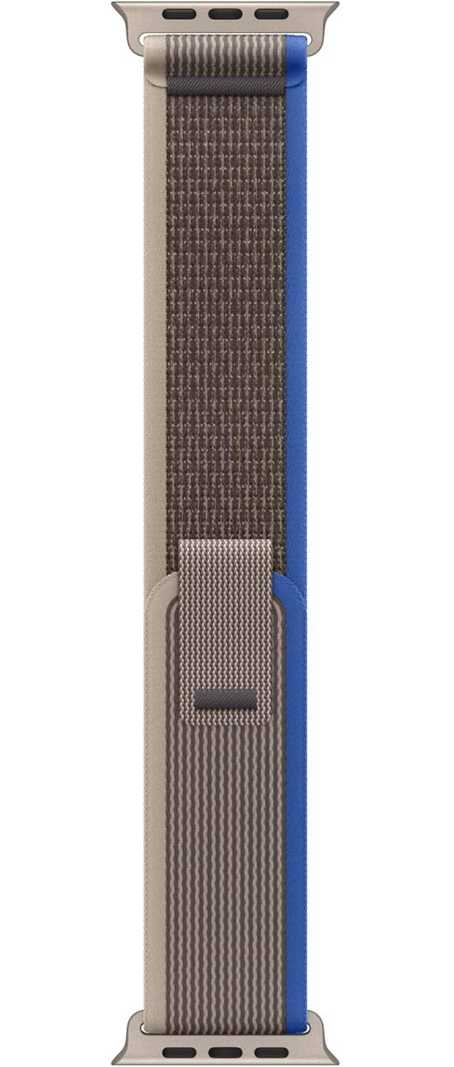 Apple - Watch Band - Trail Loop (49mm) - /Gray with Rugged Titanium Finish - S/M - Blue