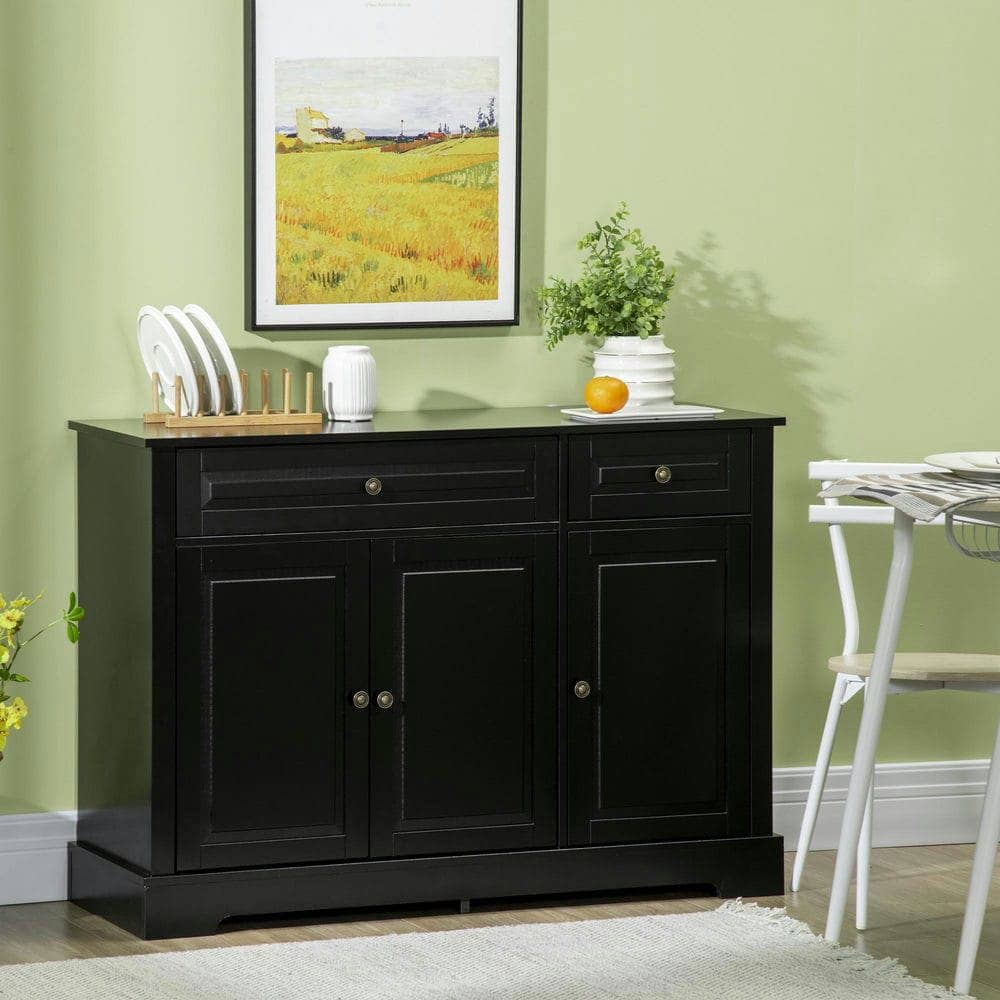Kadyn - Modern Sideboard with 2 Drawers & Adjustable Shelves for Entryway - Black