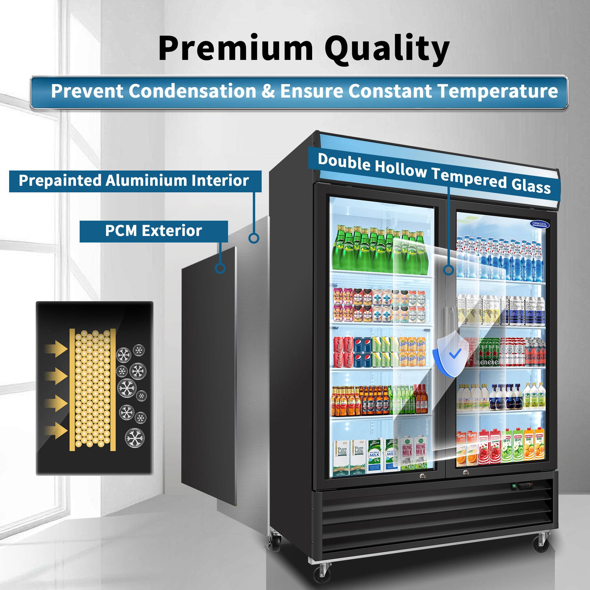 Premium Quality  
Prevent Condensation & Ensure Constant Temperature  
Prepainted Aluminium Interior  
PCM Exterior  
Double Hollow Tempered Glass